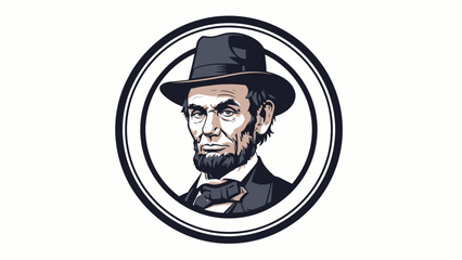 Illustration of a historical man with a beard and hat in a circular frame.