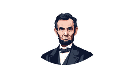 Illustration of Abraham Lincoln portrait with beard and bow tie.