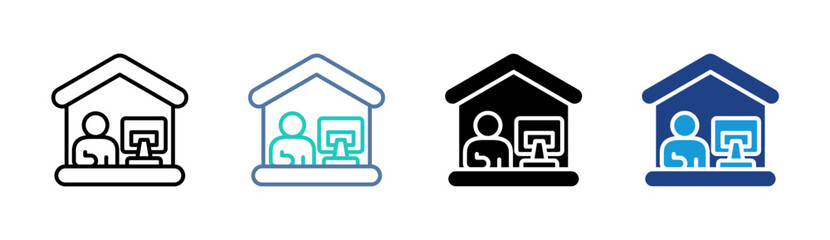 Fototapeta premium Home Learning icon set multiple style collection