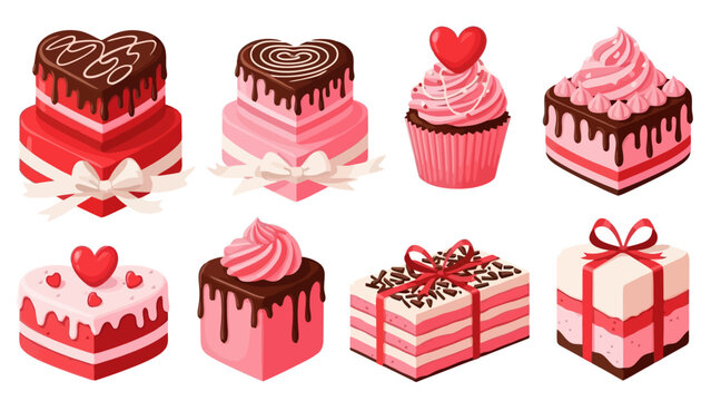 Assorted cakes and gifts illustration featuring d05.eps elements in a celebratory setting