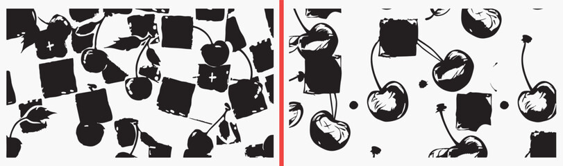 cherry fruit illustration, berry food drawing, fresh cherry artwork, organic berry design, hand drawn fruit clipart, sweet cherry illustration, stock berry artwork   © Geetaroy