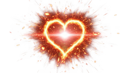 Radiant heart explosion isolated on transparent background