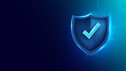 Secure digital shield icon highlighting protection and safety in technology. Represents cybersecurity concepts and trustworthiness in online environments.