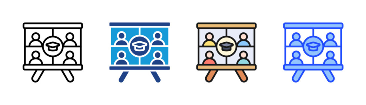 Virtual Class icon set multiple style collection