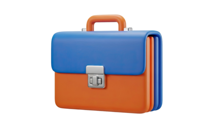 3D Rendering of a Blue and Orange Briefcase