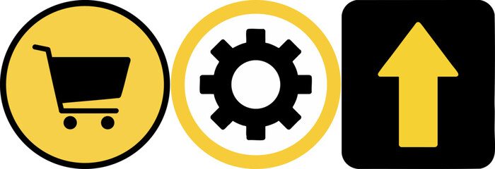 E-commerce Shopping Settings and Upload Flat Icons