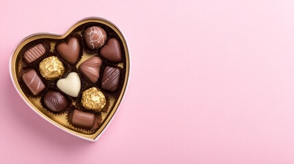 Obraz premium Valentine's day chocolate gift box sweet delights heart-shaped romantic setting aesthetic view love concept