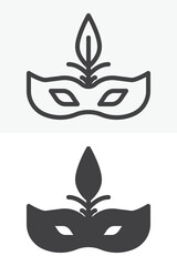 Fototapeta premium Carnival mask icon set in line and solid style. Outline and filled vector sign with editable stroke, mystery symbol icon for masquerade, magic and fantasy themes.