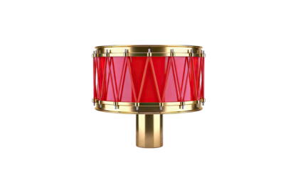 Red and Gold Drum on White Background