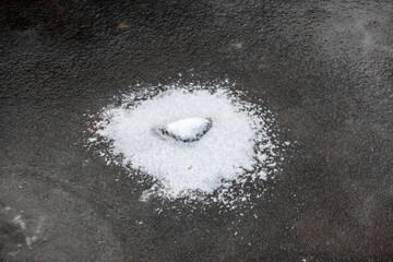 Frozen mountain stream in winter