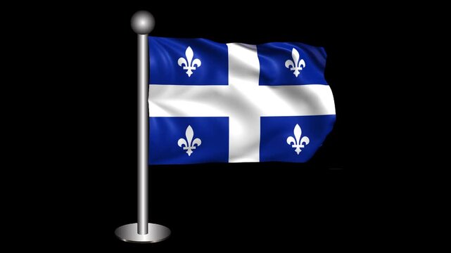 Qubec Flag Waving on 3D Flagpole