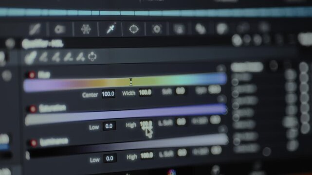 Color gradient control with parameters for Center, Width, Low and High