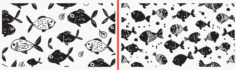 Fototapeta premium fish sea illustration, aquatic life drawing, ocean fish artwork, marine aquatic design, hand drawn sea clipart, swimming fish illustration, stock aquatic artwork