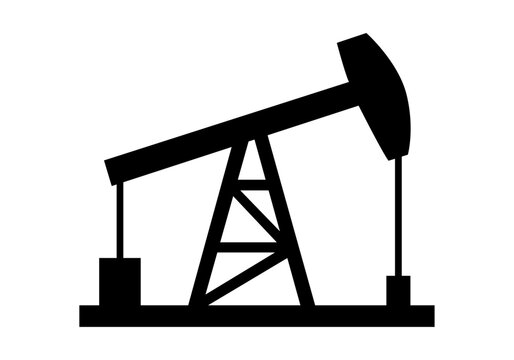 Silueta negra de una bomba de varilla para la extracci&oacute;n de petr&oacute;leo aislada 