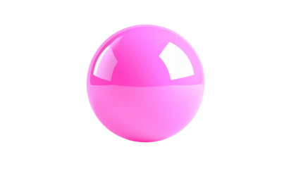 Glossy, pink sphere isolated against a black background
