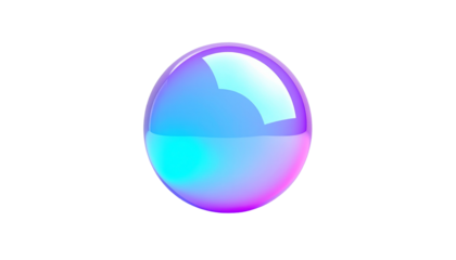 A glossy sphere exhibits a vibrant color gradient against a stark black background