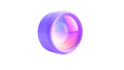 Glossy, purple and pink lens rendered against a stark black background