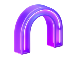Purple archway with a white neon light edging the inside