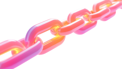 Close-up of a vibrant, glossy chain with a glowing effect
