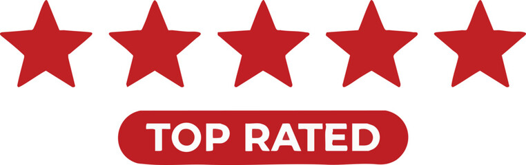 Fototapeta premium Five Stars Top Rated Ranking and Quality Badge Icon