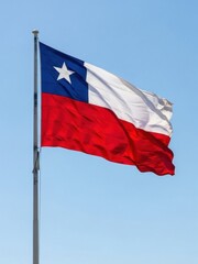 Chile National Flag on Flagpole