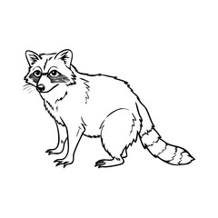 Fototapeta premium Raccoon sketch illustration showing a standing raccoon with detailed features and fur texture. Raccoon sketch captures the unique characteristics of this animal.