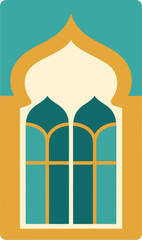 Ramadan Islamic Window Vector, Traditional Mosque Arch Design, Festive Decoration for Ramadan Kareem