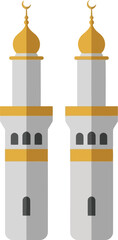 Ramadan Mosque Minarets Vector Illustration with Golden Domes for Islamic Holiday Design