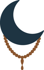 Ramadan Crescent Moon with Prayer Beads Vector Illustration for Islamic Holy Month Decor