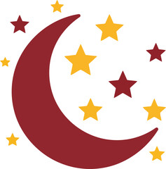 Ramadan Crescent Moon and Stars Vector Icon &ndash; Islamic Holiday Symbol, Festive Decoration, Flat Design