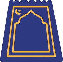 Ramadan Prayer Mat Vector Icon with Crescent Moon, Islamic Decor for Eid and Ramadan Mubarak Designs