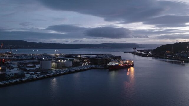 The Norwegian city of Drammen by Night