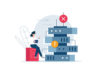 Server error,hardware and software maintenance, tech support. 404 page error scene