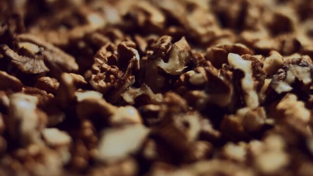 Peeled walnut kernels large quantity, close up