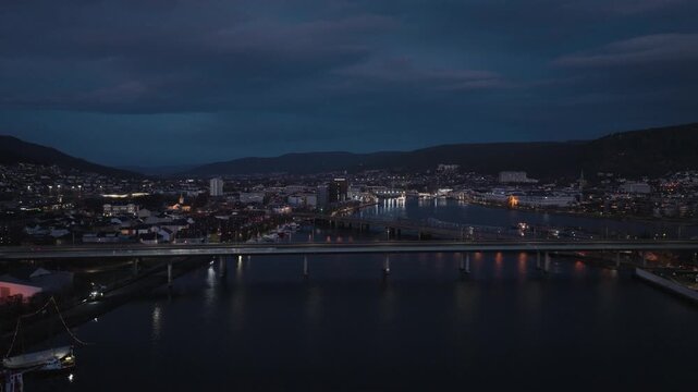 The Norwegian city of Drammen by Night