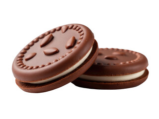 Fototapeta premium Two stacked chocolate covered cookies