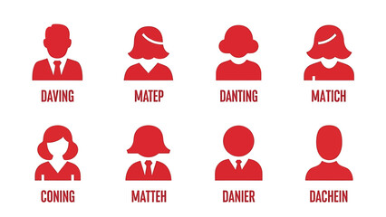 Diverse Group of People Icons with Names.