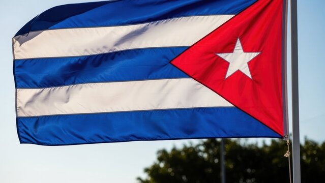 Cuba National Flag on Flagpole