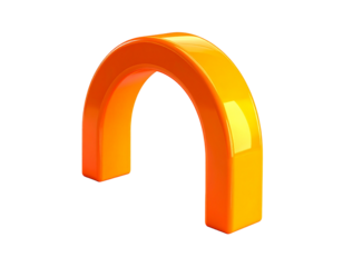 A glossy, orange-yellow arch shape isolated on a black background
