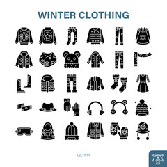 Winter Clothes Icons Set Vector Illustration