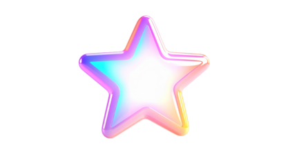 Holographic star with rainbow edges against a stark black background