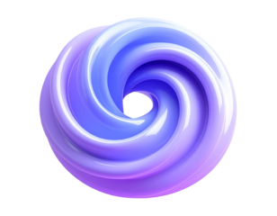 Glossy, abstract, swirling gradient donut-like shape