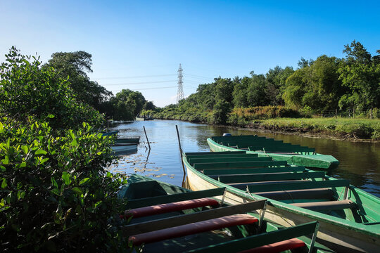 Wooden boats of Caroni Birds sanctuary, Trinidad