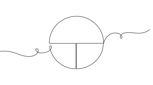 Business pie chart icon continuous one line drawing on white background minimalist achievement analytics symbol 4k animation video