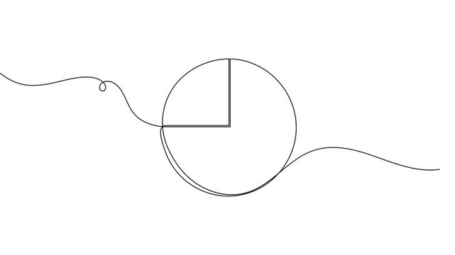 Business pie chart icon continuous one line drawing on white background minimalist achievement analytics symbol 4k animation video