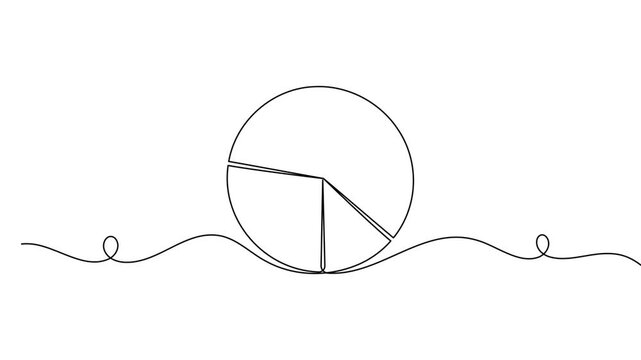 Business pie chart icon continuous one line drawing on white background minimalist achievement analytics symbol 4k animation video
