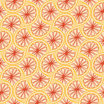 Seamless pattern of grapefruit in outline styles. Suitable for packaging, wrapping paper, and wallpaper.