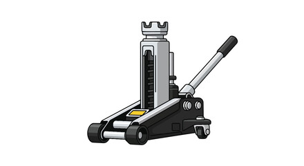 Hydraulic floor car jack illustration, isolated on white background, vehicle lifting tool