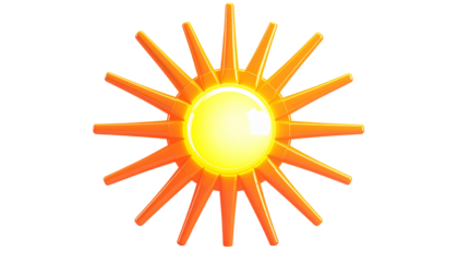 Vibrant 3D rendering of a stylized sun with radiant orange rays