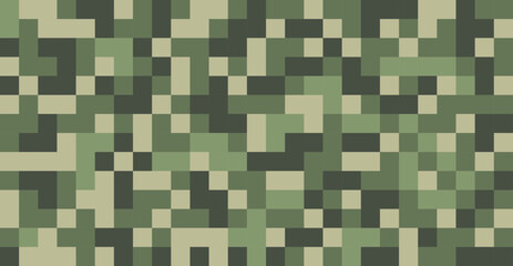 Pixelated camouflage pattern background in green tones
